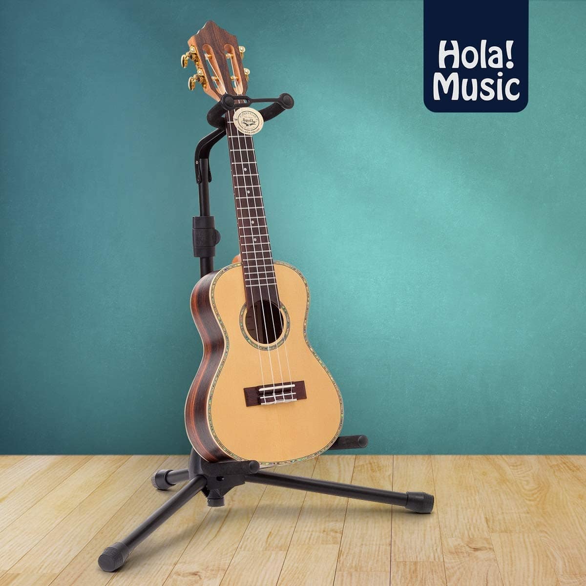 Universal Guitar Stand by Hola! Music – Fits Acoustic, Classical, Electric, Bass Guitars, Mandolins, Banjos, Ukuleles and Other Stringed Instruments – Black 14