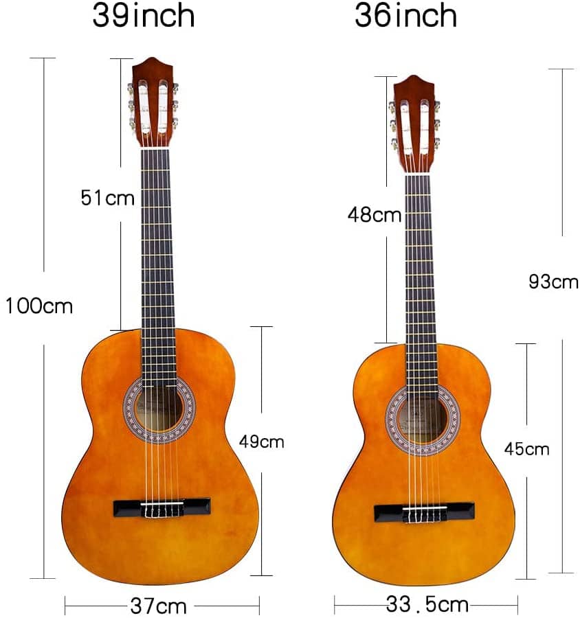 Beginner Guitar Acoustic Classical Guitar 3/4 Junior Size 36 inch Kids Child Student Guitar 6 Nylon Strings Guitar Starter Kits with Waterproof Bag Guitar Clip Tuner Strap Picks Wipe 9