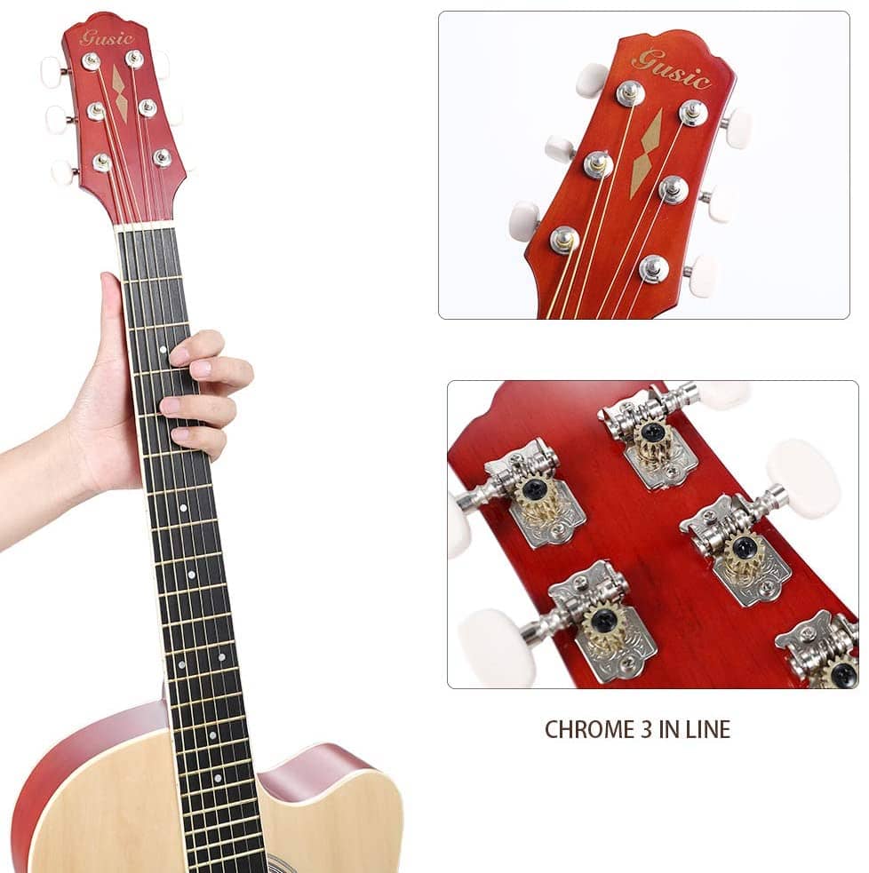 Acoustic Guitar Beginner Kid Guitar 38 Inch Steel Strings Guitar Starter Bundle Cutaway with Gig Bag Clip Tuner Strap 2 Picks and Wipe for Student Child Adult Learn to Play 14