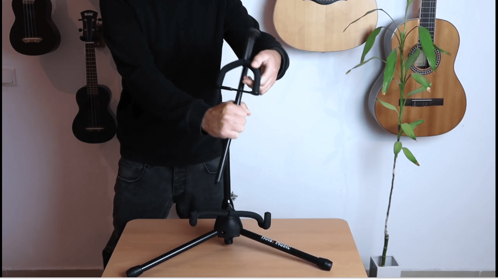 Universal Guitar Stand by Hola! Music – Fits Acoustic, Classical, Electric, Bass Guitars, Mandolins, Banjos, Ukuleles and Other Stringed Instruments – Black 7