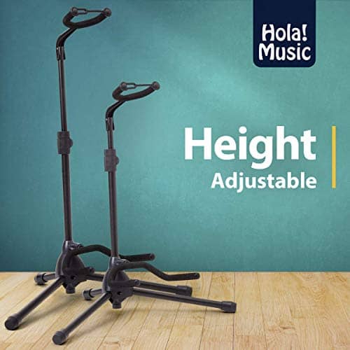 Universal Guitar Stand by Hola! Music – Fits Acoustic, Classical, Electric, Bass Guitars, Mandolins, Banjos, Ukuleles and Other Stringed Instruments – Black 2