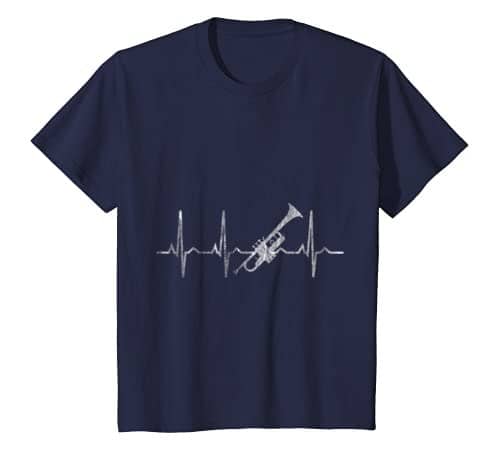 Heartbeat Trumpeter Jazz Music Gifts Trumpet T-Shirt – Navy 21