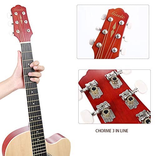 Acoustic Guitar Beginner Kid Guitar 38 Inch Steel Strings Guitar Starter Bundle Cutaway with Gig Bag Clip Tuner Strap 2 Picks and Wipe for Student Child Adult Learn to Play 6