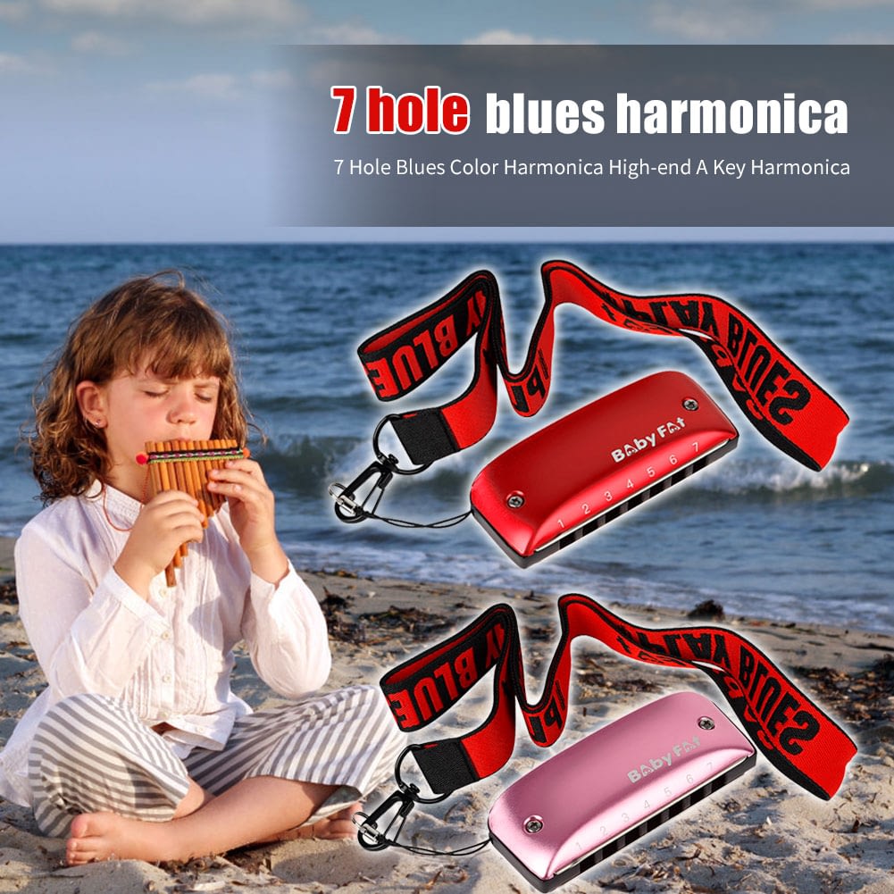 Baby Fat 7 Holes Blues Harmonicas A B C D F G Key Blues Jazz Rock Folk Music Musical Instrument 5