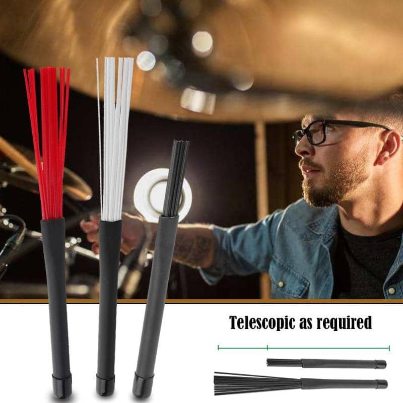 2pcs/set Retractable Nylon Jazz Drum Brushes 23cm Drum Sticks Percussion Drumsticks With Rubber Handles Musical Accessories|Parts & Accessories 2