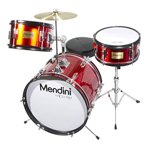 Mendini by Cecilio 16 inch 3-Piece Kids/Junior Drum Set with Adjustable Throne, Cymbal, Pedal & Drumsticks, Metallic Green, MJDS-3-GN – Red Metallic 44