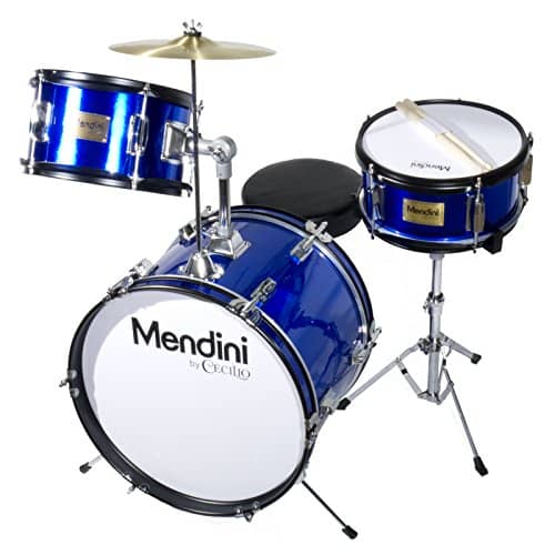 Mendini by Cecilio 16 inch 3-Piece Kids/Junior Drum Set with Adjustable Throne, Cymbal, Pedal & Drumsticks, Metallic Green, MJDS-3-GN – Blue Metallic 40