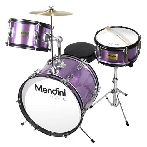 Mendini by Cecilio 16 inch 3-Piece Kids/Junior Drum Set with Adjustable Throne, Cymbal, Pedal & Drumsticks, Metallic Green, MJDS-3-GN – Purple Metallic 43