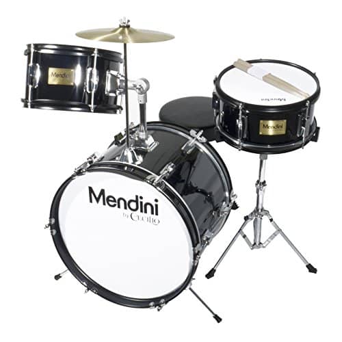 Mendini by Cecilio 16 inch 3-Piece Kids/Junior Drum Set with Adjustable Throne, Cymbal, Pedal & Drumsticks, Metallic Green, MJDS-3-GN – Black Metallic 42