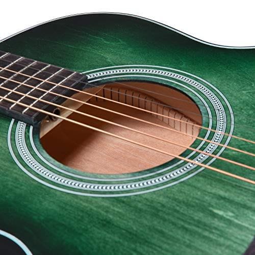 WINZZ 3/4 Dreadnought Acoustic Guitar Bundle with Online Lessons, Bag, Metronome Tuner, Wall-mounted Hanger, Strap, Picks & Cleaning Cloth,36 Inches Right Handed, Dark Hunter Green 5