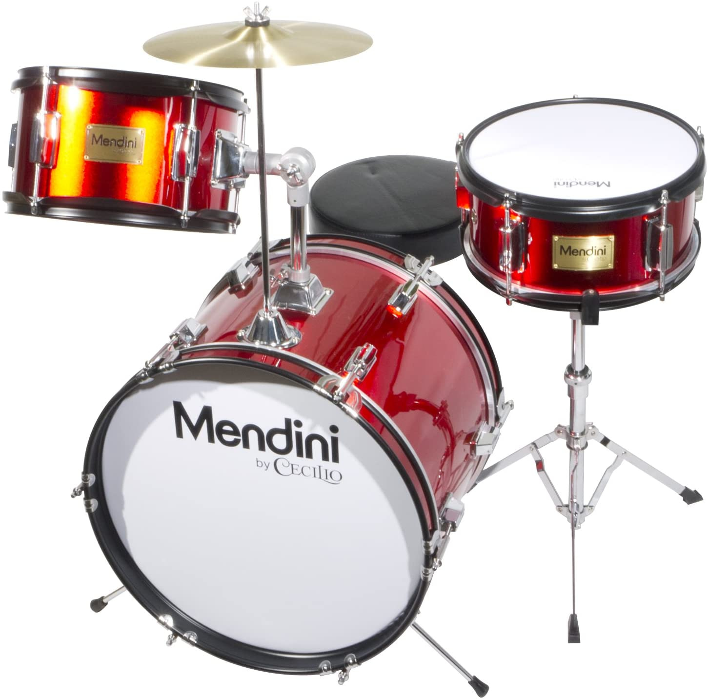 Mendini by Cecilio 16 inch 3-Piece Kids/Junior Drum Set with Adjustable Throne, Cymbal, Pedal & Drumsticks, Metallic Green, MJDS-3-GN 19