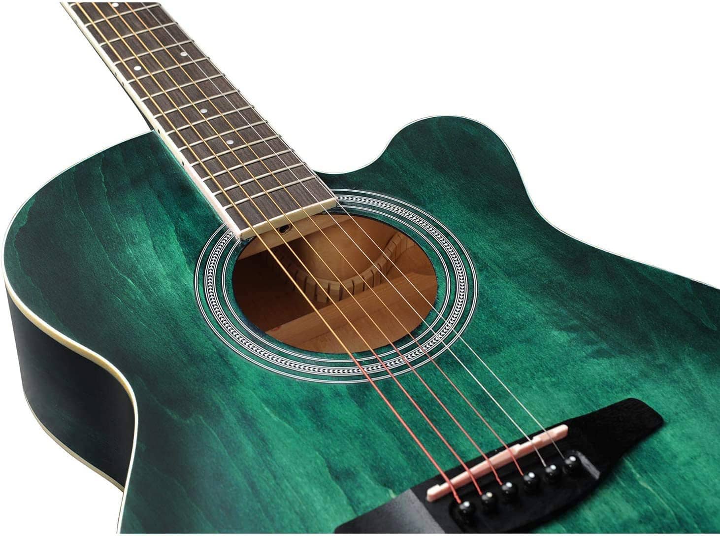 WINZZ 3/4 Dreadnought Acoustic Guitar Bundle with Online Lessons, Bag, Metronome Tuner, Wall-mounted Hanger, Strap, Picks & Cleaning Cloth,36 Inches Right Handed, Dark Hunter Green 40
