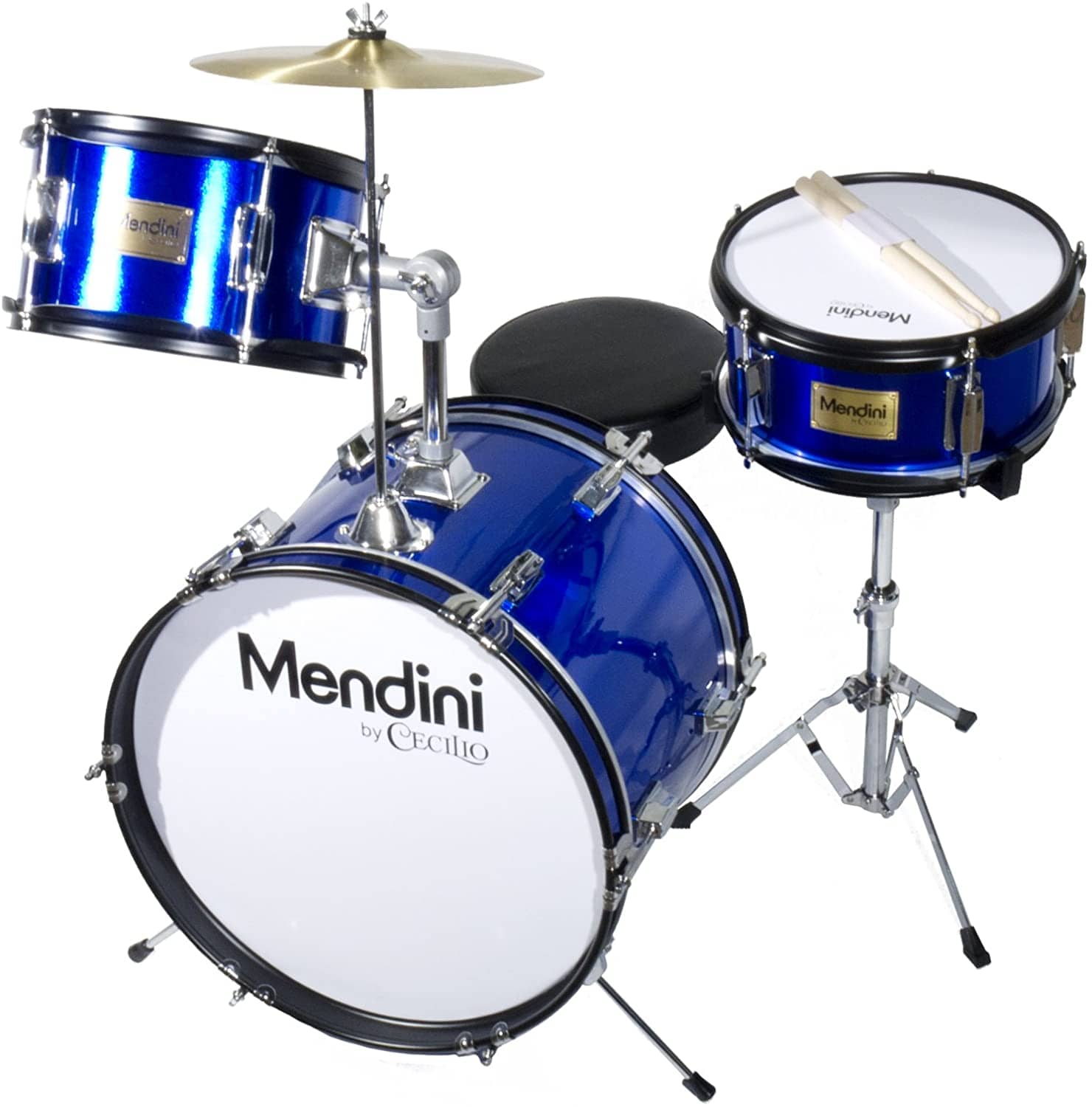 Mendini by Cecilio 16 inch 3-Piece Kids/Junior Drum Set with Adjustable Throne, Cymbal, Pedal & Drumsticks, Metallic Green, MJDS-3-GN 24