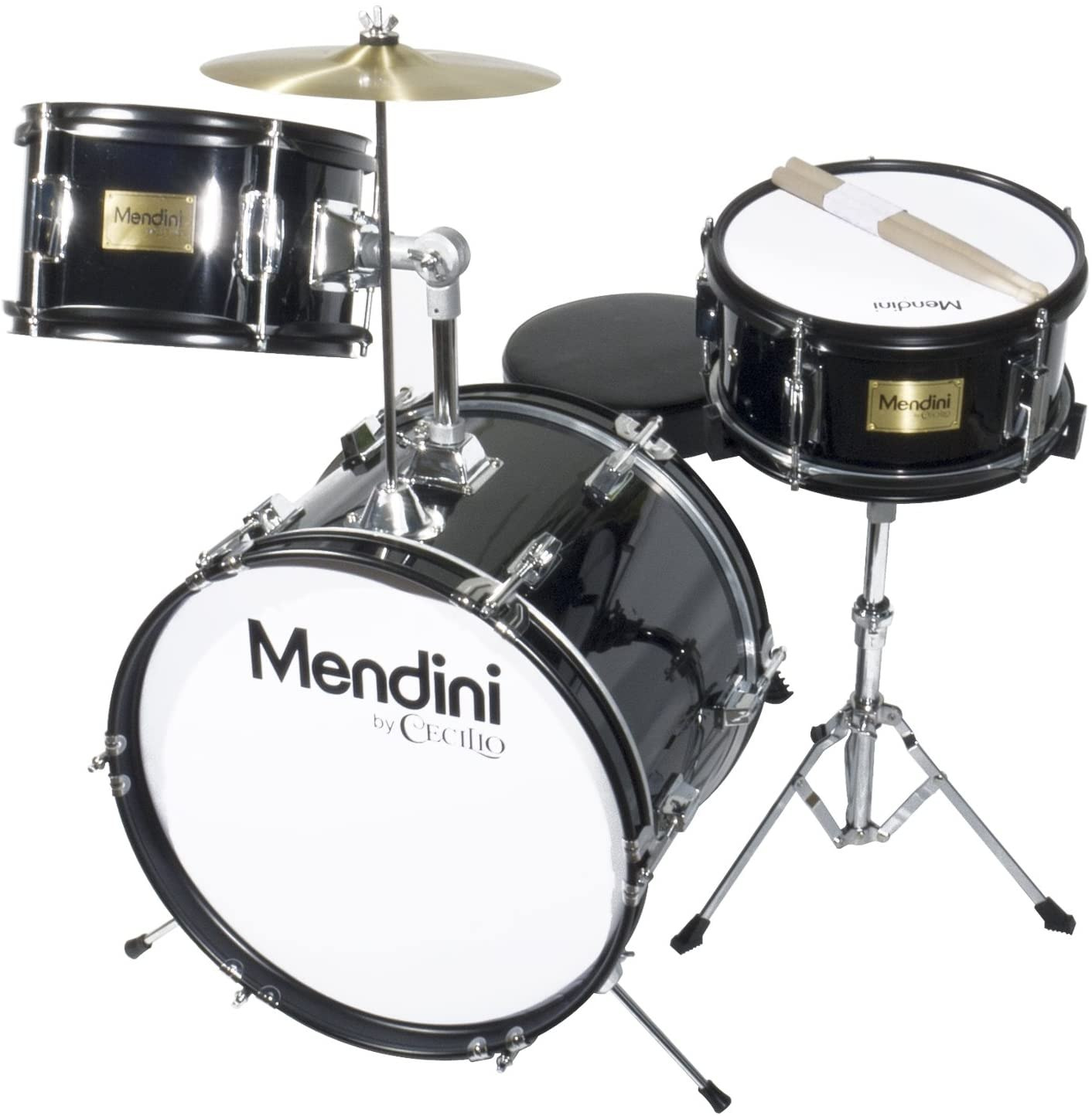 Mendini by Cecilio 16 inch 3-Piece Kids/Junior Drum Set with Adjustable Throne, Cymbal, Pedal & Drumsticks, Metallic Green, MJDS-3-GN 8