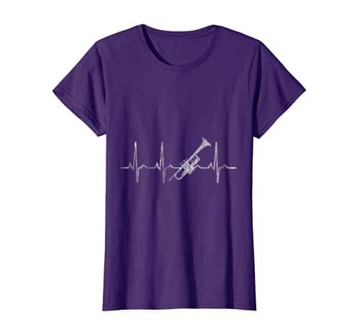 Heartbeat Trumpeter Jazz Music Gifts Trumpet T-Shirt – Purple 24