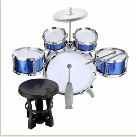 Children Kids Jazz Drum Set Kit Musical Educational Instrument Toy 3/5/6 Drums + 1 Cymbal with Small Stool Drum Sticks for Kids|Drum – 5 drums blue 7