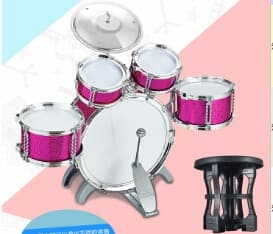 Children Kids Jazz Drum Set Kit Musical Educational Instrument Toy 3/5/6 Drums + 1 Cymbal with Small Stool Drum Sticks for Kids|Drum – 5 drums red 9