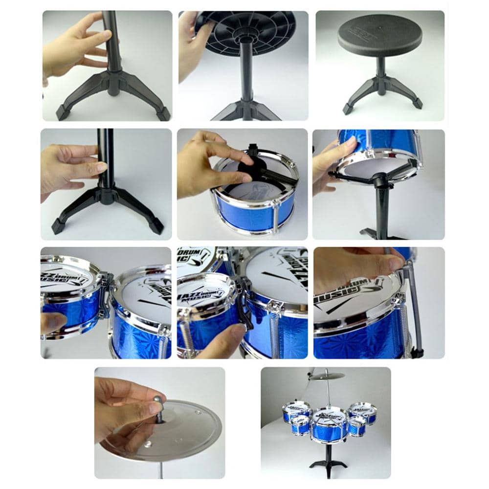 Musical Instrument Toy For Children 5 Drums Simulation Jazz Drum Kit with Drumsticks Educational Musical Toy for Kids Xmax Gift|Toy Musical Instrument 5