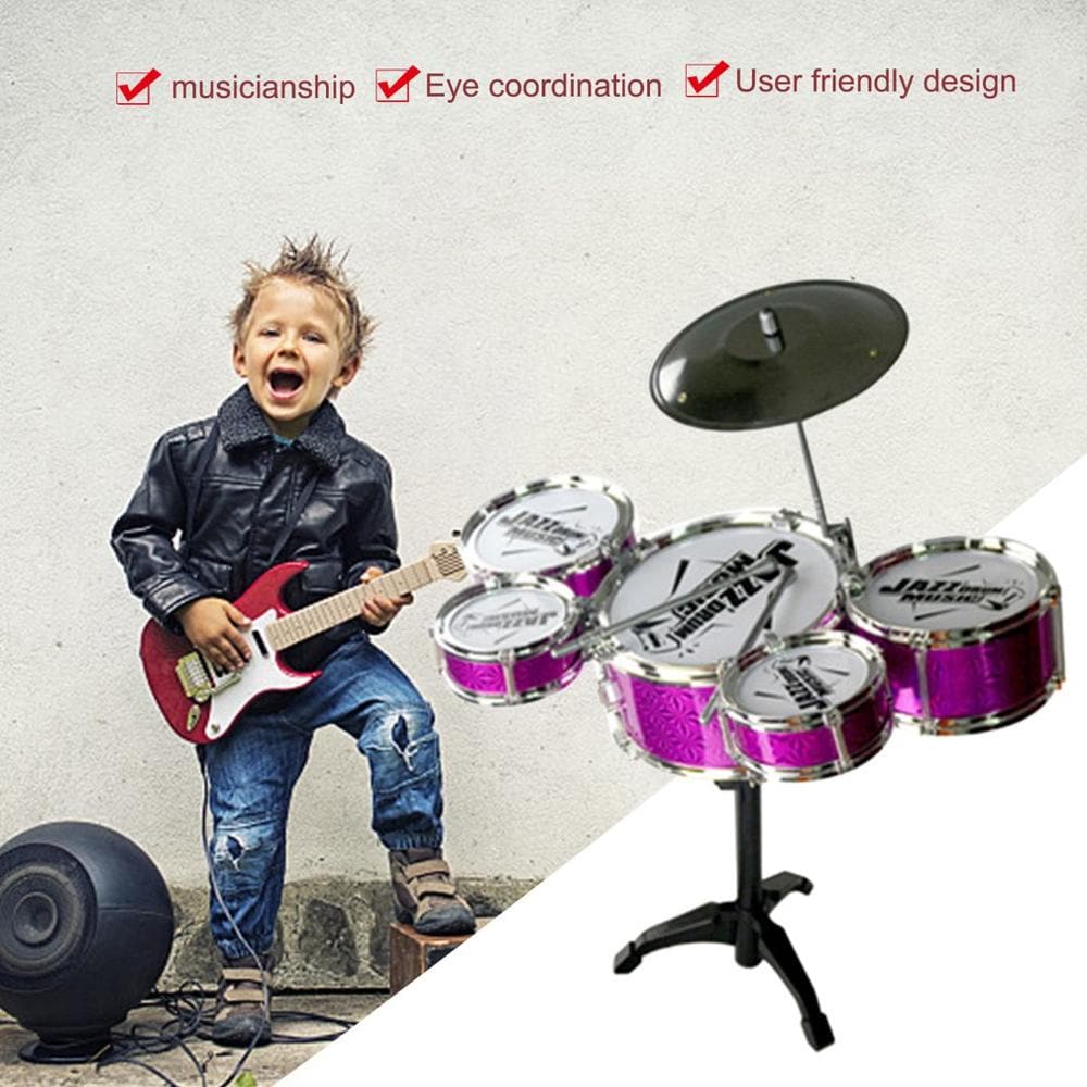 Musical Instrument Toy For Children 5 Drums Simulation Jazz Drum Kit with Drumsticks Educational Musical Toy for Kids Xmax Gift|Toy Musical Instrument 1