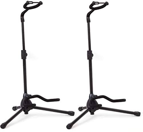 Pack of 2 – Universal Guitar Stand by Hola! Music – Fits Acoustic, Classical, Electric, Bass Guitars, Mandolins, Banjos, Ukuleles and Other Stringed Instruments 1