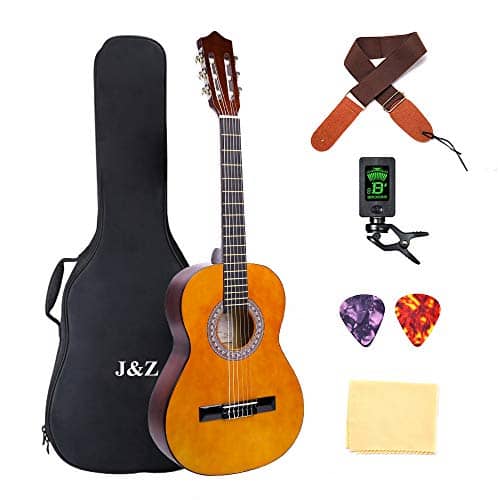 Beginner Guitar Acoustic Classical Guitar 3/4 Junior Size 36 inch Kids Child Student Guitar 6 Nylon Strings Guitar Starter Kits with Waterproof Bag Guitar Clip Tuner Strap Picks Wipe 1
