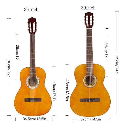 Strong Wind Classical Acoustic Guitar 36 Inch Nylon Strings Guitar Beginner Kit for Students Children Adult 2