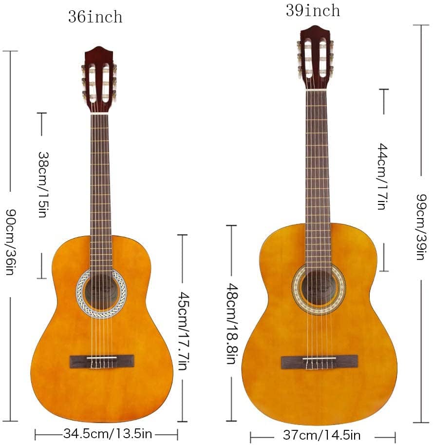 Strong Wind Classical Acoustic Guitar 36 Inch Nylon Strings Guitar Beginner Kit for Students Children Adult 10