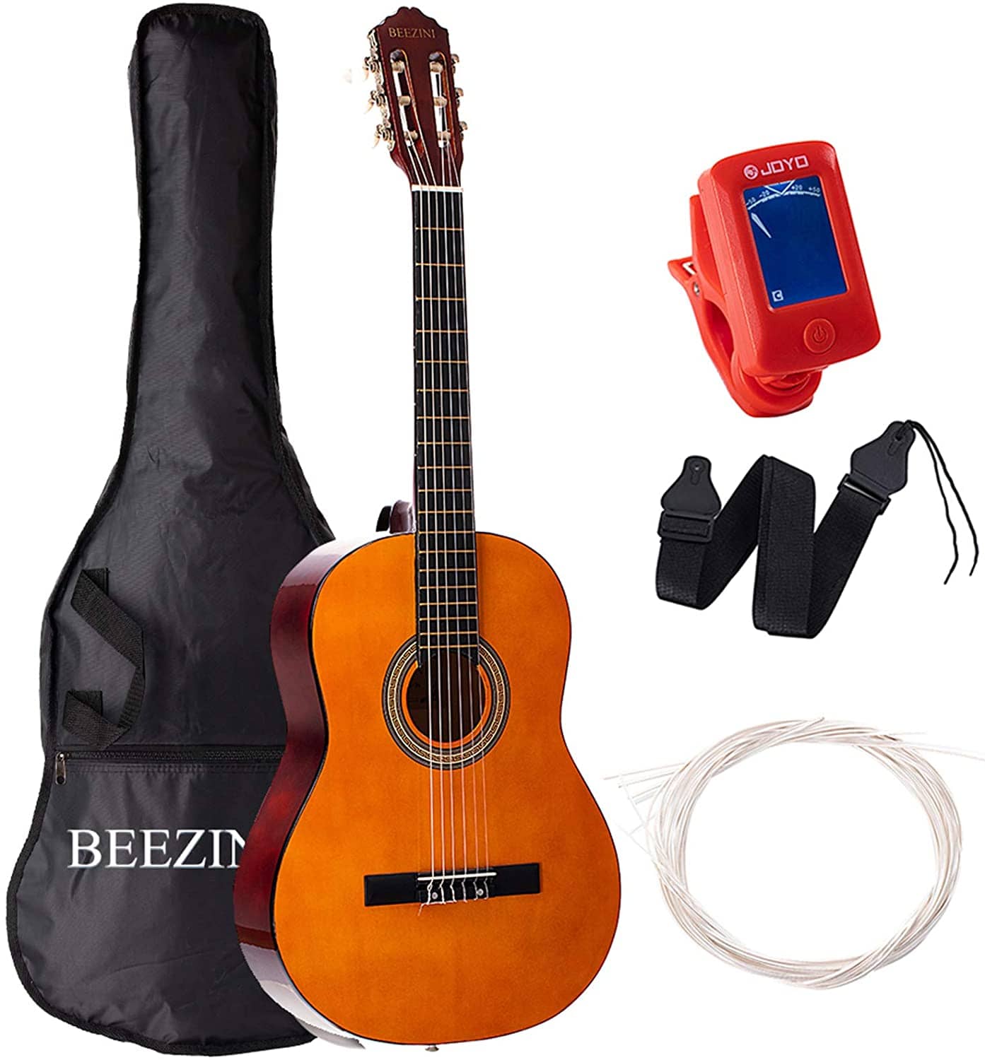Classical Guitar Acoustic 3/4 Size 36 inch Guitar 6 Nylon Strings Guitar for Beginners Junior Kids Starter Kits with Waterproof Bag Guitar Clip Tuner Strap Extra Strings 16