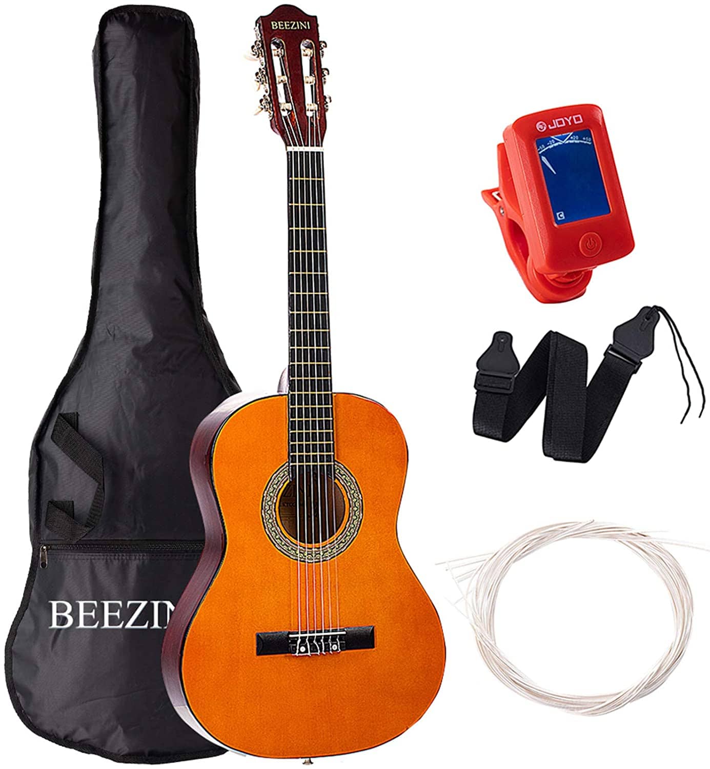 Classical Guitar Acoustic 3/4 Size 36 inch Guitar 6 Nylon Strings Guitar for Beginners Junior Kids Starter Kits with Waterproof Bag Guitar Clip Tuner Strap Extra Strings 9